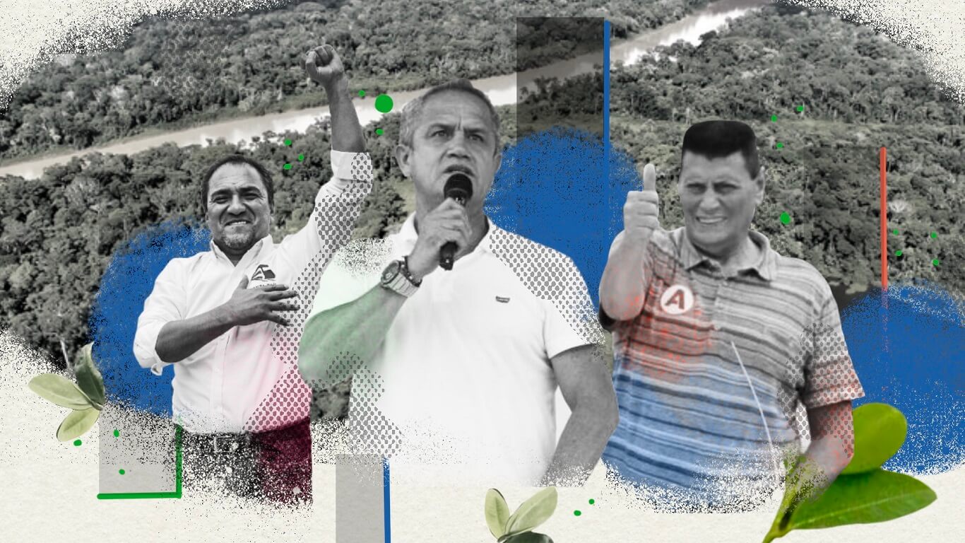 CONTIENDA. Óscar Cabrera (Avanza País), Tedy del Águila (Acción Popular) y Walter Grundel (Somos Perú) son parte de los siete candidatos a gobernadores en San Martín.