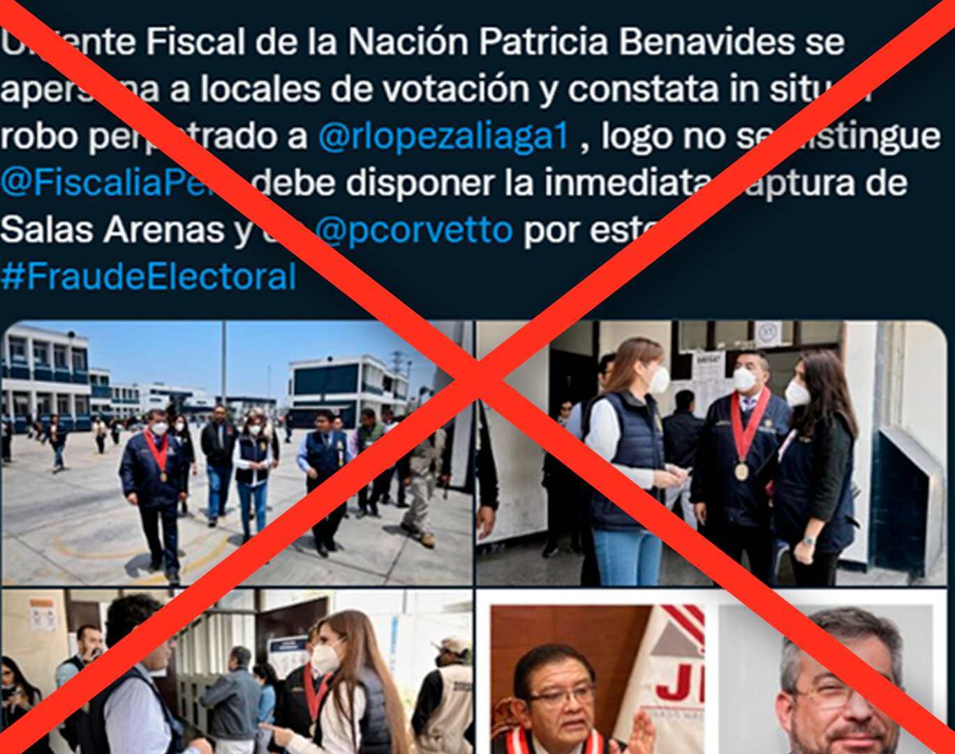 Es falsa la versión de que la fiscal Patricia Benavides acudió a locales de votación por denuncia del logo de López Aliaga  