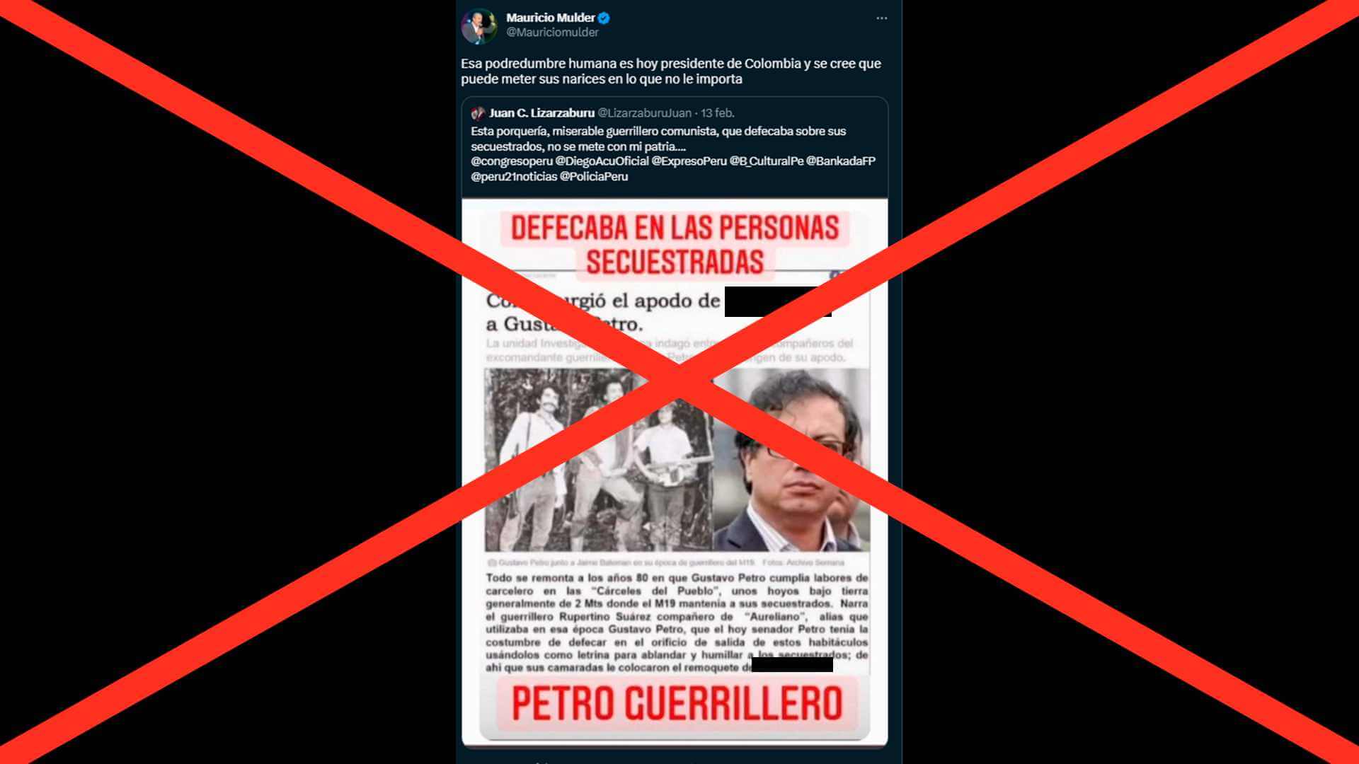 Es falsa la imagen difundida por Mulder sobre supuesto artículo que denuncia un antecedente del presidente de Colombia