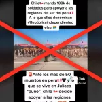 Es falso que Chile haya enviado soldados para apoyar a las regiones del sur del Perú