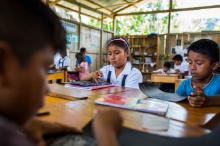 VOLVER. Los estudiantes del colegio Ricardo Palma Soriano de la comunidad Kinkis, en Amazonas, regresaron a las aulas en octubre del 2021.