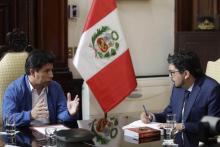 AUTORIDADES. Pedro Vaca se reunió con el presidente Pedro Castillo, representantes del Ejecutivo, el Legislativo, el Ministerio Público, la Defensoría del Pueblo y el JNE, entre otros.